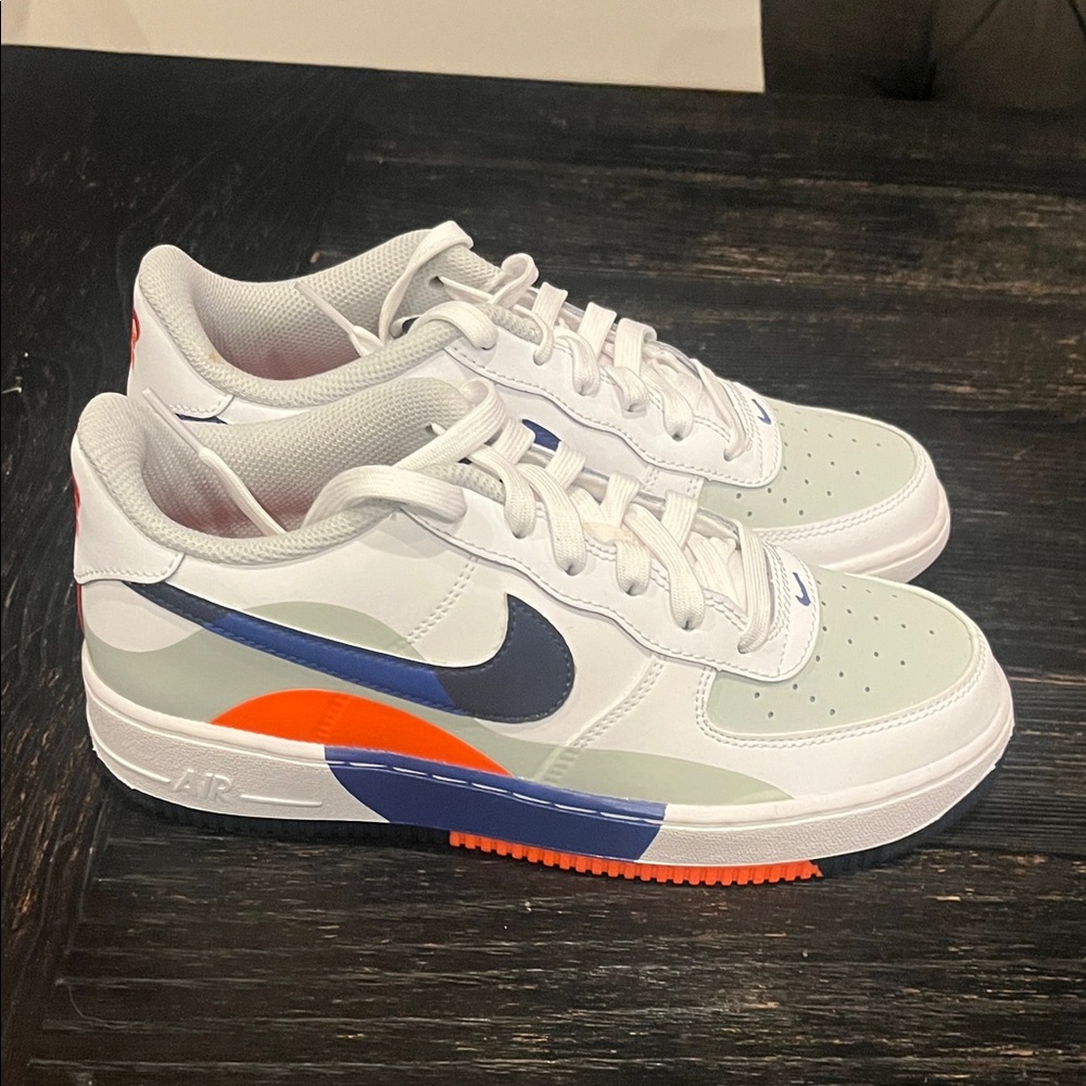 Women’s Nike Air Force 1 LV8 White and Blue Sneakers